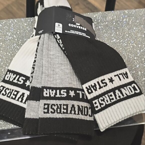 Converse All-Star 3PK Striped Band Crew Socks - Picture 2 of 6